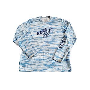 Rip A Lip Fish Wear Mens T-Shirt SZ 2XL XXL Bass Fishing Teal Blue Graphic Tee